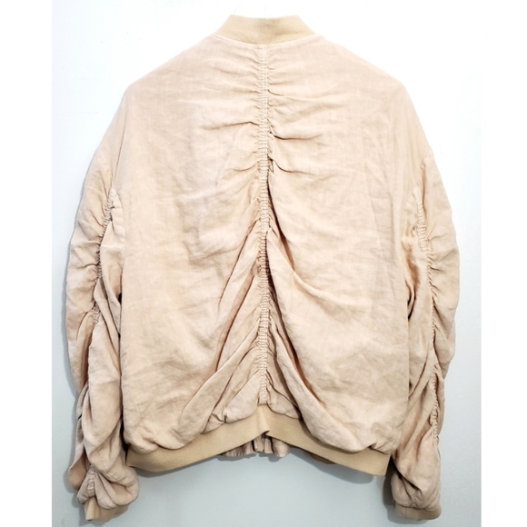 Free People Natural Pink Rouched Bomber Jacket - Picture 4 of 8